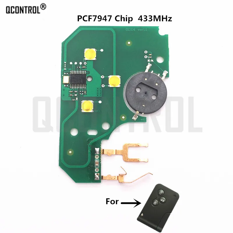 

QCONTROL Car Remote Smart Key Circuit Electronic Board for Renault Megane Scenic PCF7947 Chip 433MHz