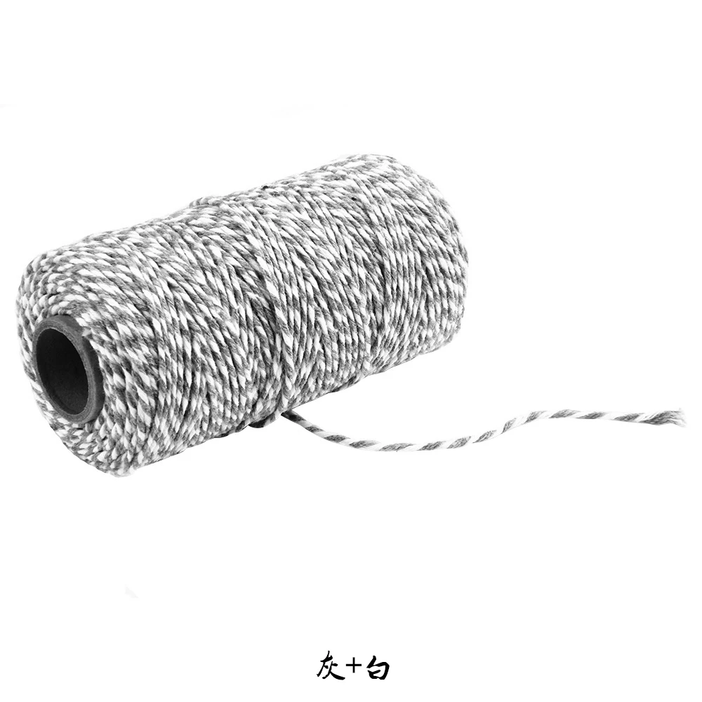 Boheng Cuerda de algodón Bicolor de 100 m Beige.1PCS Pinza de Hilo de algodón Bolso Decorativo de Dos Colores Dos Cuerdas de Cuerda de algodón de Color 