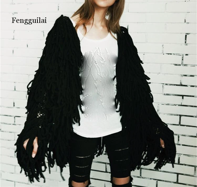 black and white shaggy cardigan