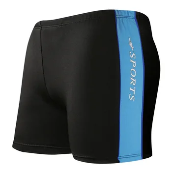 

2019 Summer Stripe Pattern Men Swimming Shorts Quick Drying Swim Black Blue Beach Wear Briefs Swimsuit Plus Size