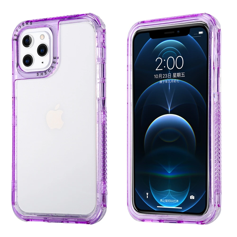 Shockproof Bumper Phone Case For iPhone 13 12 11Pro Max XR XS Max X 7 8 Plus 11Pro SE 2020 Candy Color Transparent Hard PC Cover iphone 12 silicone case