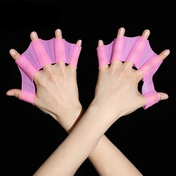 Silicone Webbed Swimming Gloves for Professional Training (Pink)