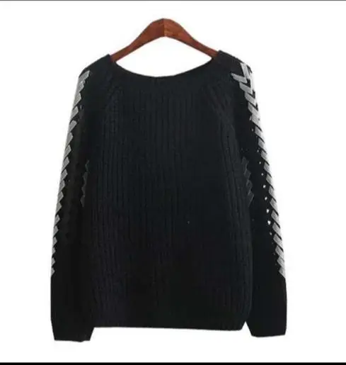 Весенний свитер женский длинный рукав вязаный свитер Мори милые топы черный серый белый синий пуловер свитер E360