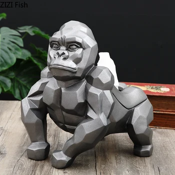 

Removable Tissue Box Domineering Gorilla Resin Statue Napkin Holder Coffee Table Desk Decor Tissue Boxes Nordic Home Decoration