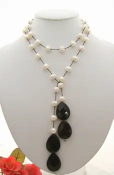 

42" 10mm White Pearl Onyx Necklace