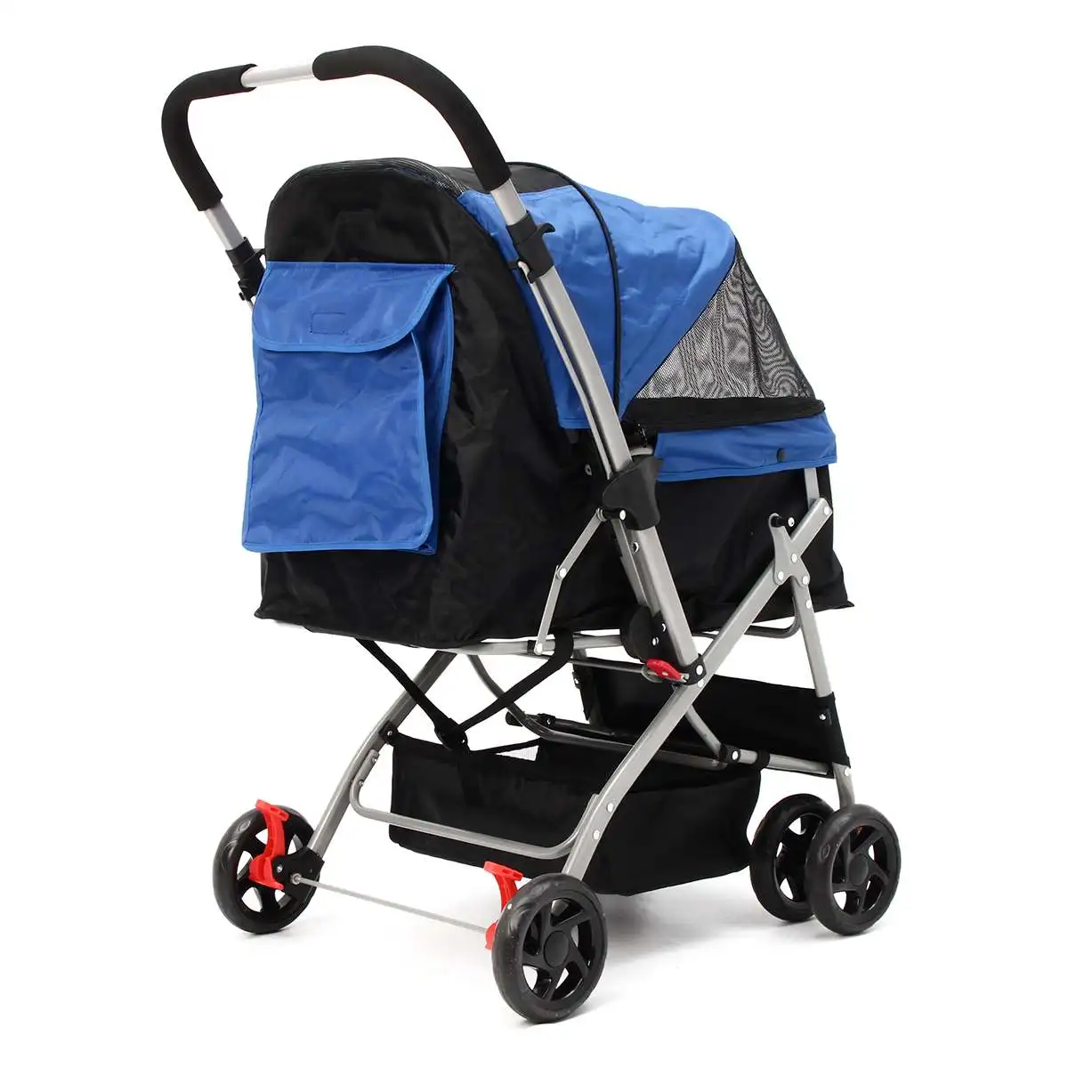  4 Wheels Foldable Pet Travel Stroller Walk Pushchair Puppy Cat Cage Dog Carrier Collapsible Cart Ou