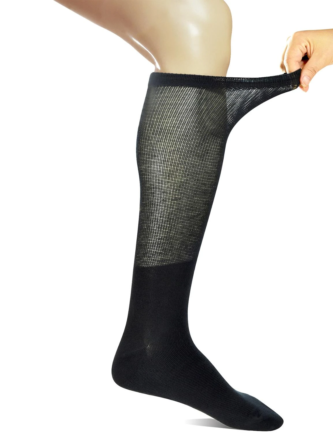 Yomandamor 4 Pairs Mens Over the Calf Compression/Diabetic Dress Socks with Seamless Toe Size 13