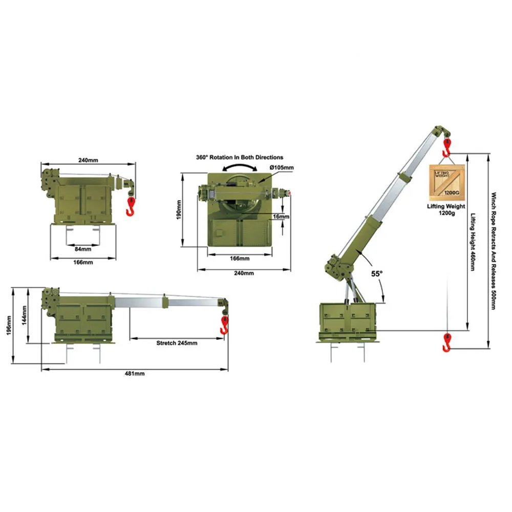 HG P802 1/12 Модернизированный кран подъемный рычаг в сборе для RC автомобиля военный трактор грузовик 8*8 DIY запасные части Аксессуары