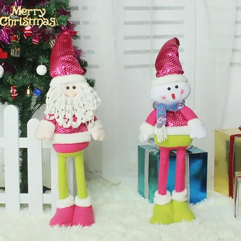 

56cm Retractable Sequins Christmas Santa Claus/Snowman Dolls Standing Navidad 2020 Christmas Tree Ornaments Kids Xmas Gifts Toy