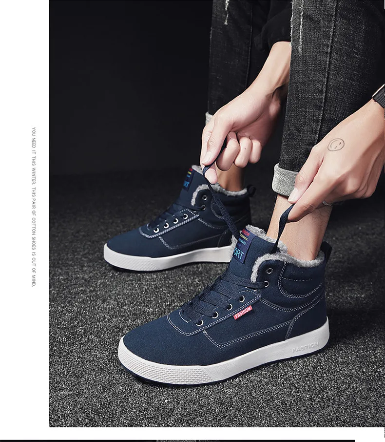 UEXIA Men Boots Men Winter Shoes Plus Size 39-48 Warm Ankle Botas Hombre For Winter Boots Shoes Men Plush Winter Sneakers Mens