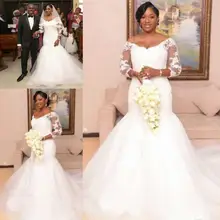 Роскошные африканские большие размеры винтажные Свадебные платья русалки плюс размер платье невесты Vestidos De Noiva Свадебные платья