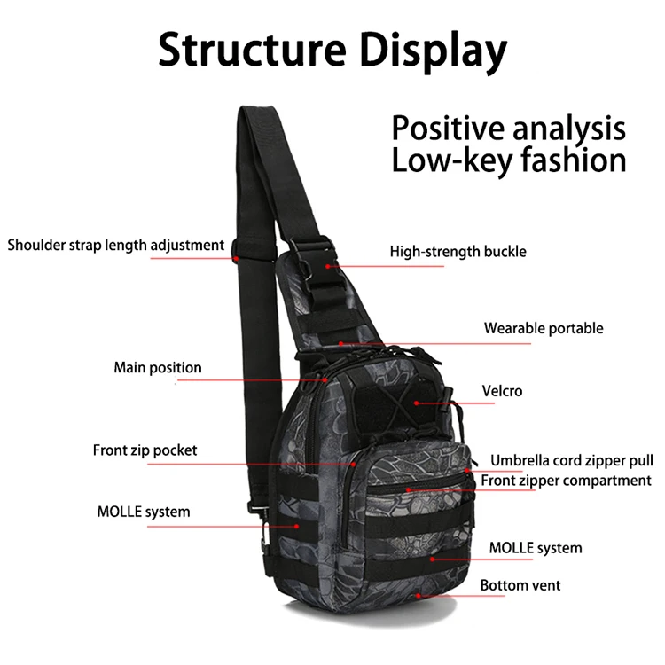 Sac de poitrine de sports musette compact extérieur tactique de