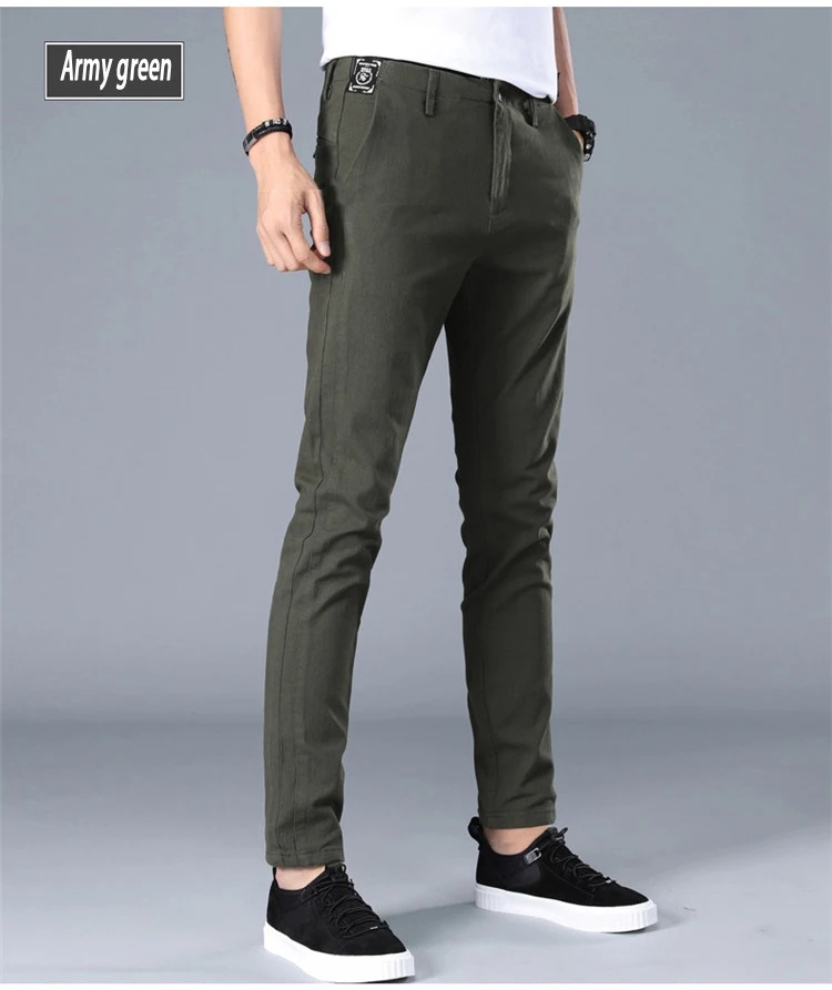 VOGUELEO Men Cotton Pants Breathing-Pant Male High Quality Trousers Classics Straight Casual Fashion Four Color Chooise