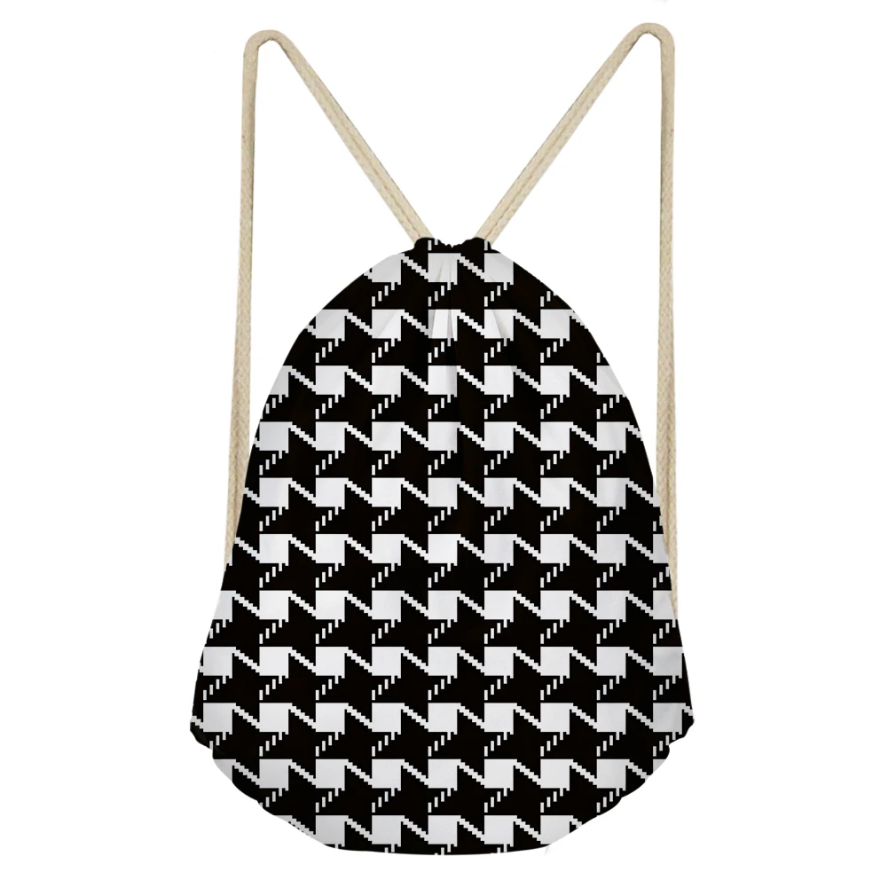 

Houndstooth Drawstring Bag Women 2020 Personality Designer DrawString Backpack For Women Casual Girlfriend Gift Shoulders Bags