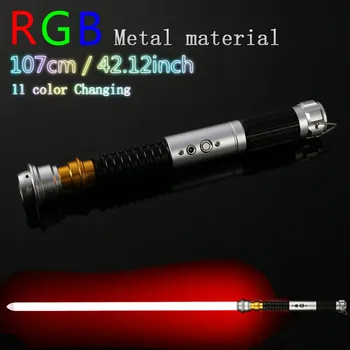 

LED Flashing Magic Lightsaber Luke Star Jedi Cosplay Skywalker Light Saber with Voice Vader Sword Five Discoloration Metal Hilt