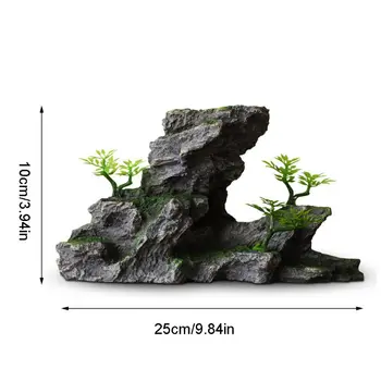 

Aquarium Landscape Resin Mountain View Stone Fake Plant Grass Fish Tank Ornament