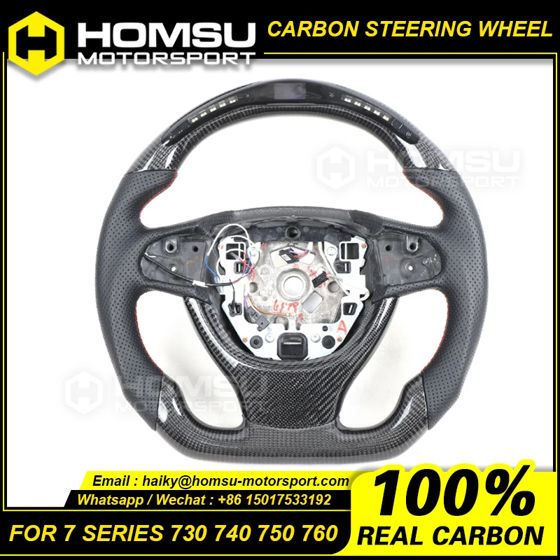

Custom Alcantar led carbon fiber LED steering wheel For bmw 7 Series 730 740 750 760 racing wheel convertible