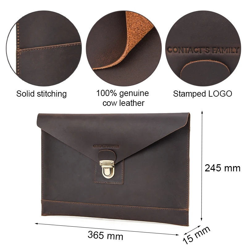 Afligido do Vintage Bolsa para Macbook Case da Luva do Portátil para 13 13.3 para Lenovo Couro Polegada Portátil Notebook Carry ar Pro - Imagem 6