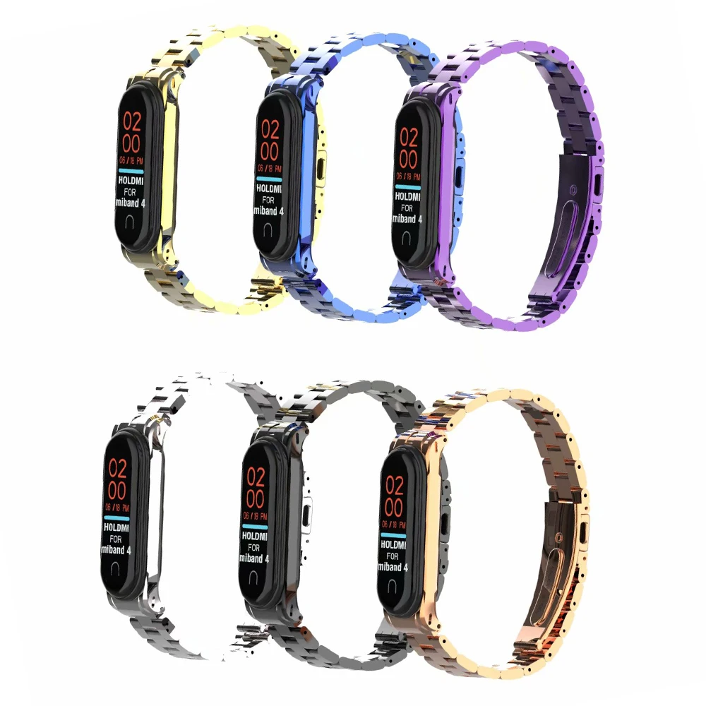 Ремешок из нержавеющей стали для xiaomi mi band 4 металлический браслет смарт часов