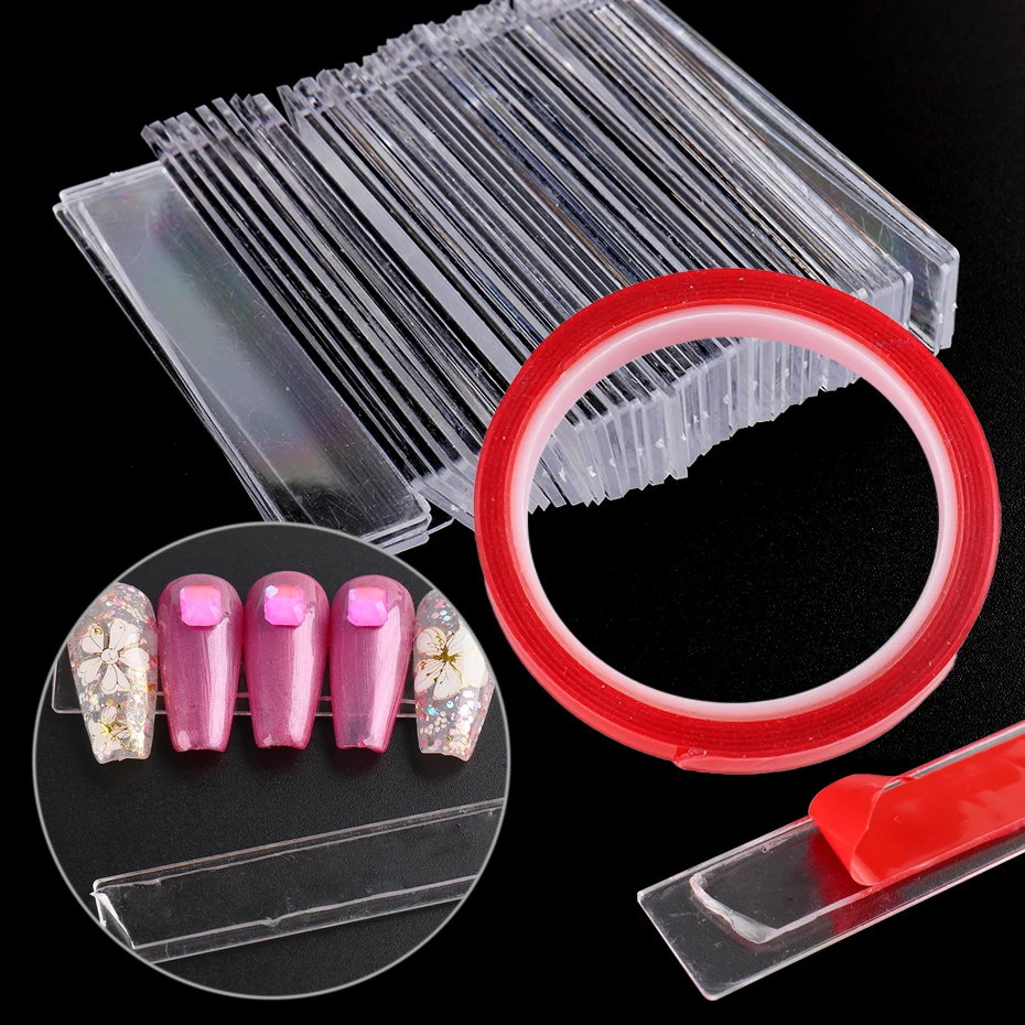 Transparent Acrylic Nail Art Display Stand Holder Tips Nails Adhesive