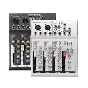 

NEW Professional Live Mixing Studio 4 Channel Audio Sound Console Black/Silver Mixer Console Network Sound Card for Family KTV