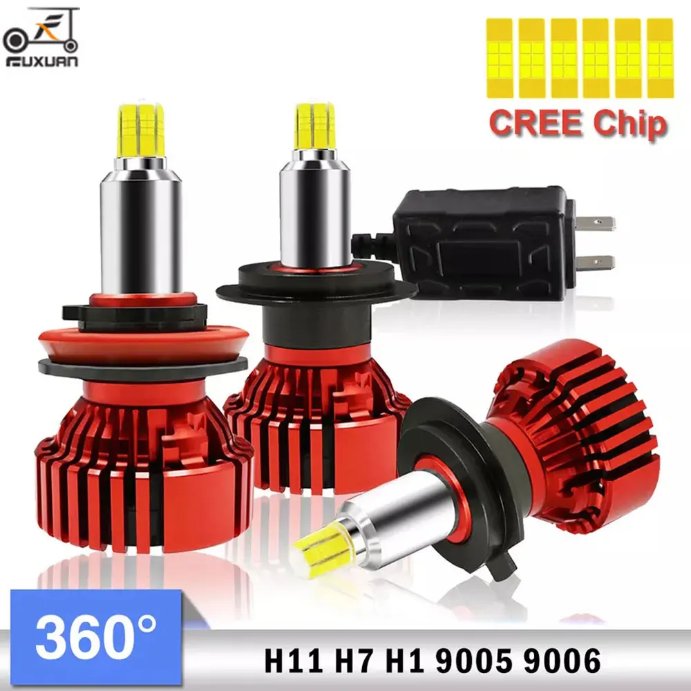 FUXUAN H7 светодиодный H1 18000LM H8 H9 H11 HB3 HB4 9012 12 боковых 100W 3D фары лампы высокомощная саn