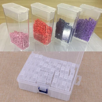 

NEW ABS 42 Slots Bottles Embroidery Diamond Painting Storage Box Case Nail Art Holder Cases with Label Marker Sticker Container