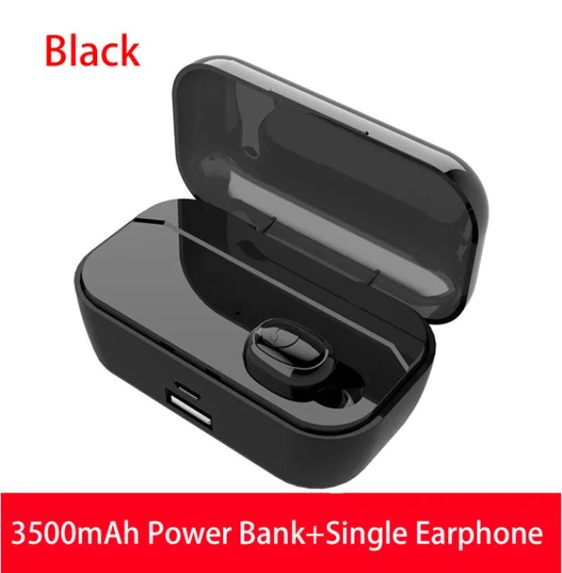 3500 мАч G6S tws T1 Pro fone de ouvido bluetooth 5,0 наушники беспроводные стерео бас наушники гарнитуры с микрофоном беспроводная зарядка - Цвет: Black Single Ear