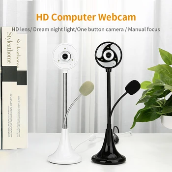 

360Â°Rotatable HD Webcam USB Web Camera with Microphone 3 LED Light Web Cam Office Webcam for Computer PC Laptop Online Teaching
