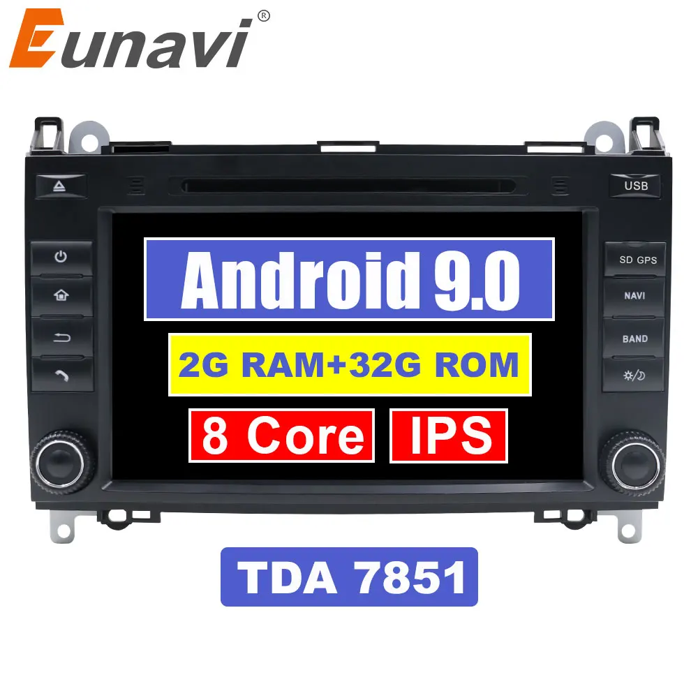 ##BUY Eunavi 8 #039; #039; 2 Din Octa core Android 9.0 Car DVD GPS Radio for Mercedes Benz Sprinter B200 B class W245 B170 W209 W169 USB WIFI