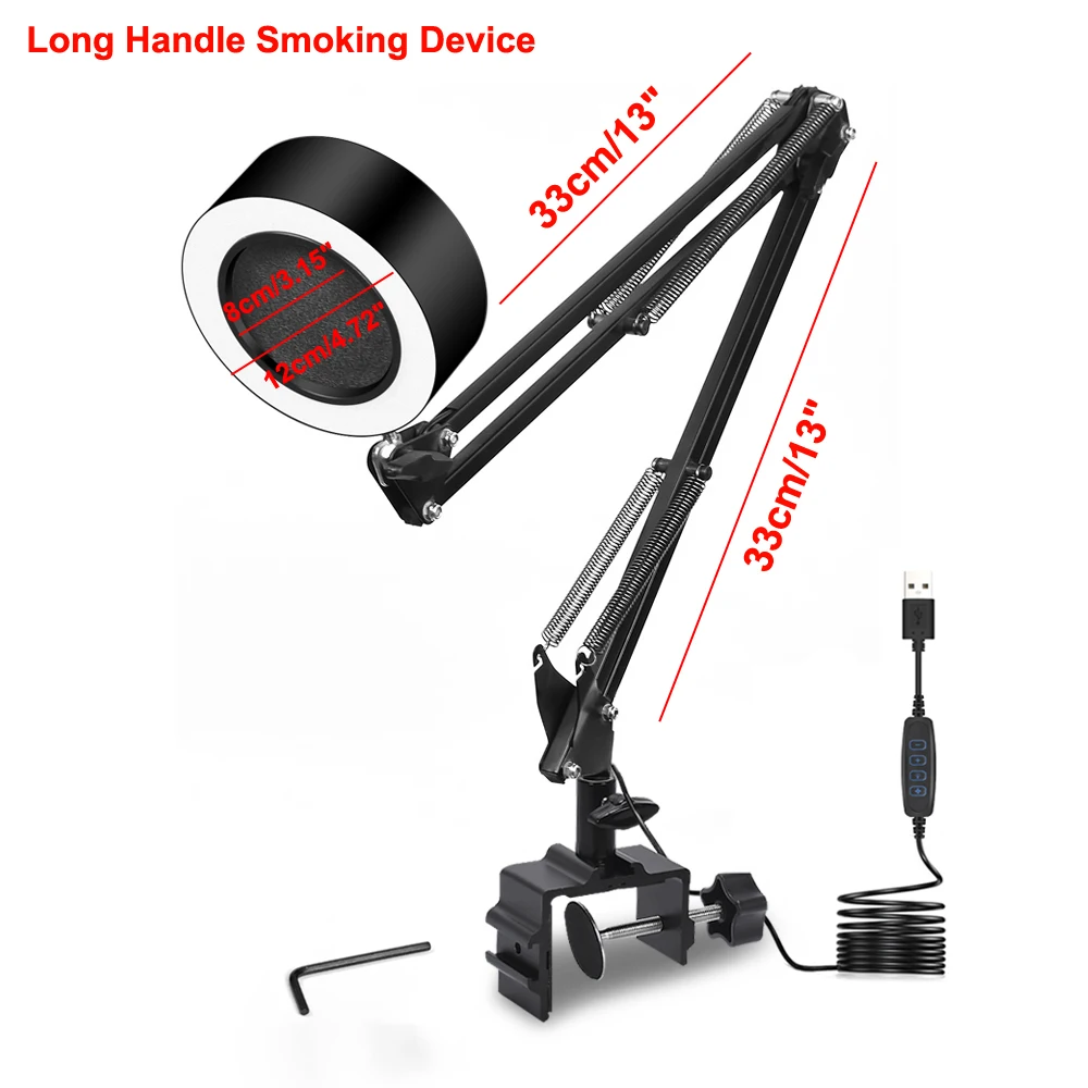 NEWACALOX Adjustable Welding Exhaust Smoking Apparatus with USB 3 Colors LED Light Smoking Device Air Filter Fan for Soldering