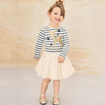 

Jumping Meters Kids Dresses For Girls Long Sleeve Cartoon Print Dress New Year Costume Princess Dress Christmas Clothes vestidos