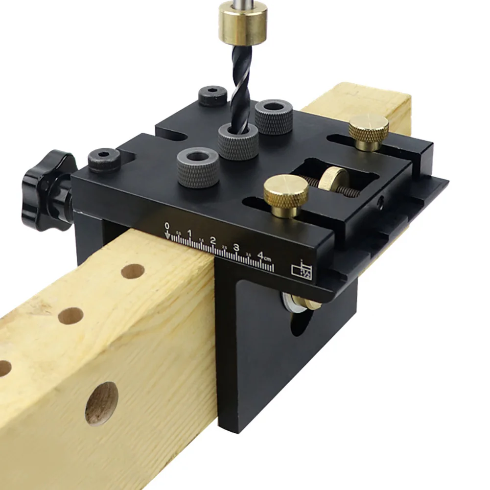 3 in 1 Woodworking Doweling Jig Kit with Positioning Clip Adjustable Drilling Guide Puncher Locator Carpentry Tools