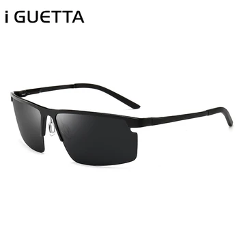 

iGUETTA Polarized Sunglasses Men Square Driving Aluminum-Magnesium Alloy Frame Men Fashions Glasses Luxury Designer IYJC684