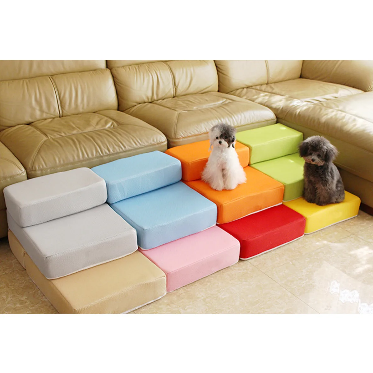 

6 colors Folding Breathable Mesh Pet Ramp Stairs Pet Steps For Dog Puppy Cat Little Small Animal Mat Detachable with Cover