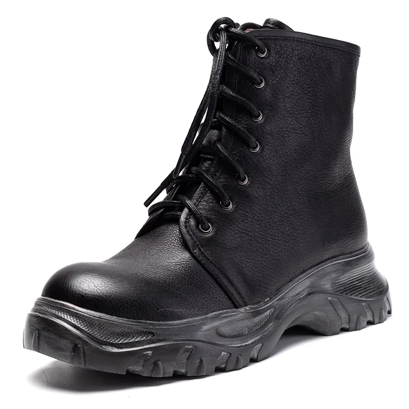 

Punk Women Gothic Boots Chunky Platform High Heels Ankle Booties Genuine Leather Combat Boots Ladies Martin Shoes Botines Mujer