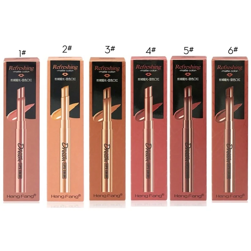 6 Colors Velvet Lipstick Not Sticky Cup Long-lasting Smudge-proof Water-resistance Colorfast Silk Lipstick Makeup Tools