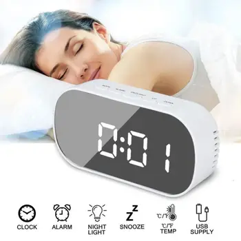 

2020 New Multifunctional LED Mirror Alarm Clock with Data Cable for Home Decor LCD Digital Display Table Clock Temperature