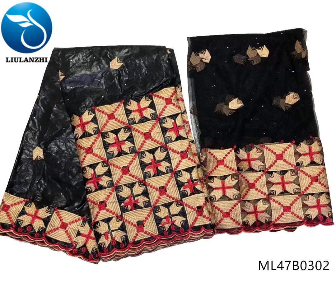 LIULANZHI Базен кружева ткань Африканская кружево ткань Базен Riche Getzner высокое качество ткань платье для женщин 7 ярдов/партия ML47B03 - Цвет: ML47B0302