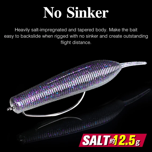 TSURINOYA Worm Lure Add Salt Soft Baits Grub 96.5mm 12.5g Quality