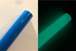 Luminous Glow-In-The-Dark Heat Transfer Vinyl - 12x40 Roll for T-Shirt Customization and Iron-On Applications (10 Fluorescent blue)