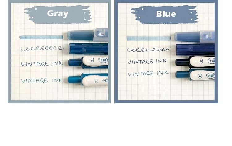 4-teiliges Vintage-Stift-Set mit Farbverlauf, schnell trocknender Gel-Tintenstift und fluoreszierender Textmarker, Zeichnung, Farbe, Büro, Schule, A6458 – Detail 9