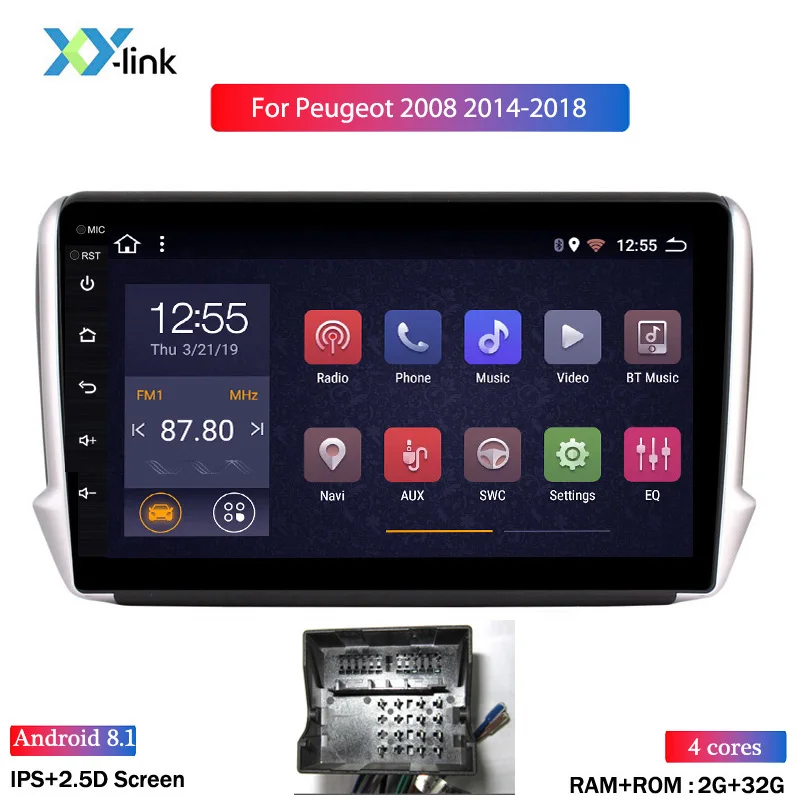 208cable 2G 32G Ips 2.5D 10,1 дюймов Android 8,1 Автомобильный gps Мультимедиа для peugeot 2008 208 серии- навигационный плеер - Цвет: 208cable 2G 32G