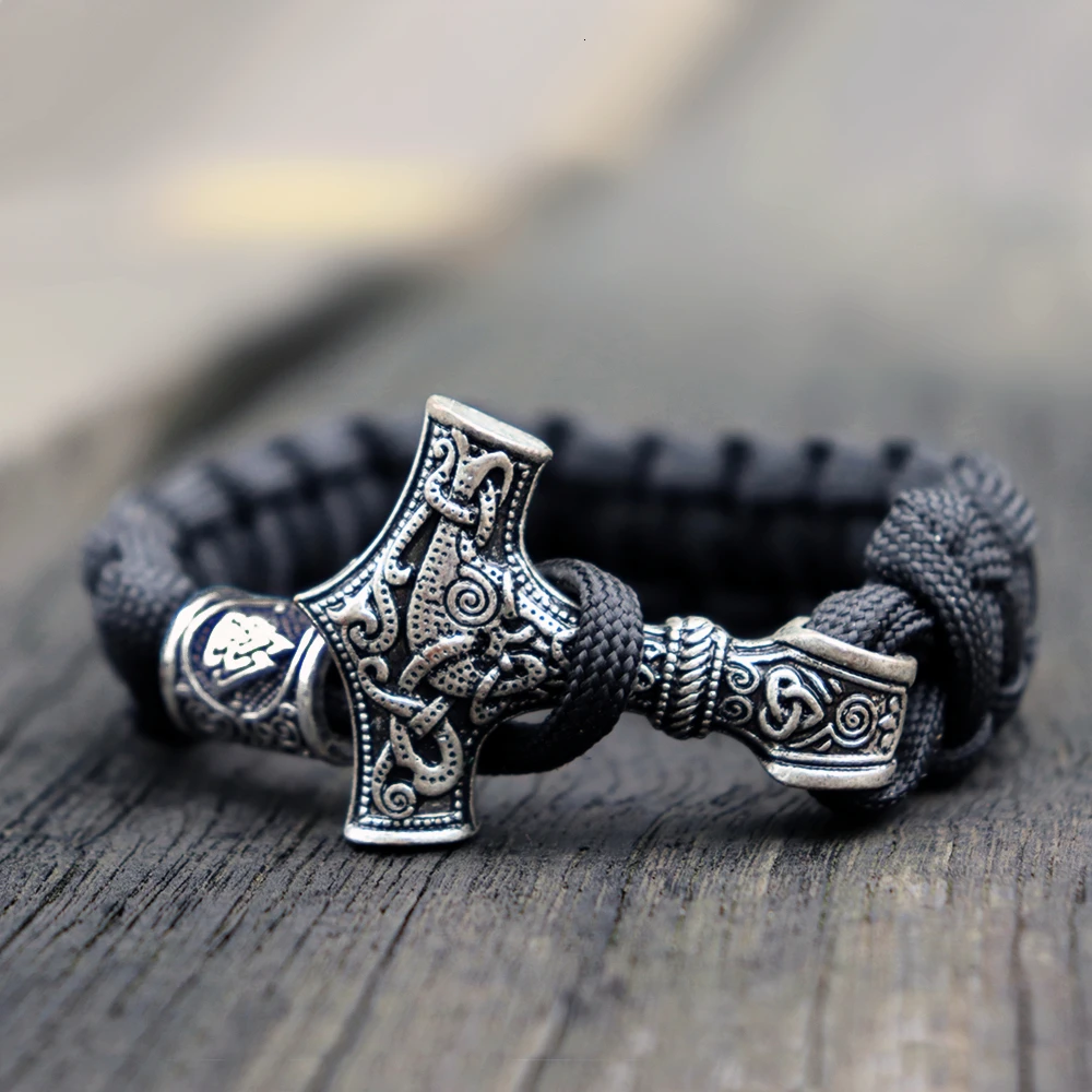 Bracelet Viking Marteau de Thor en argent sterling