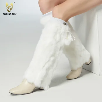 

Fur Story FS080101 leg warmer real rabbit fur Women's foot warmer winter accessories Christmas gift 7 colors