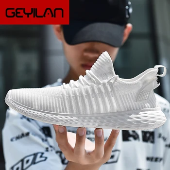 

White Shoes Men Light Flyknit Male Sneakers Breathable Casual Sports Shoe Spring And Autumn Comfortable Tenis Masculino