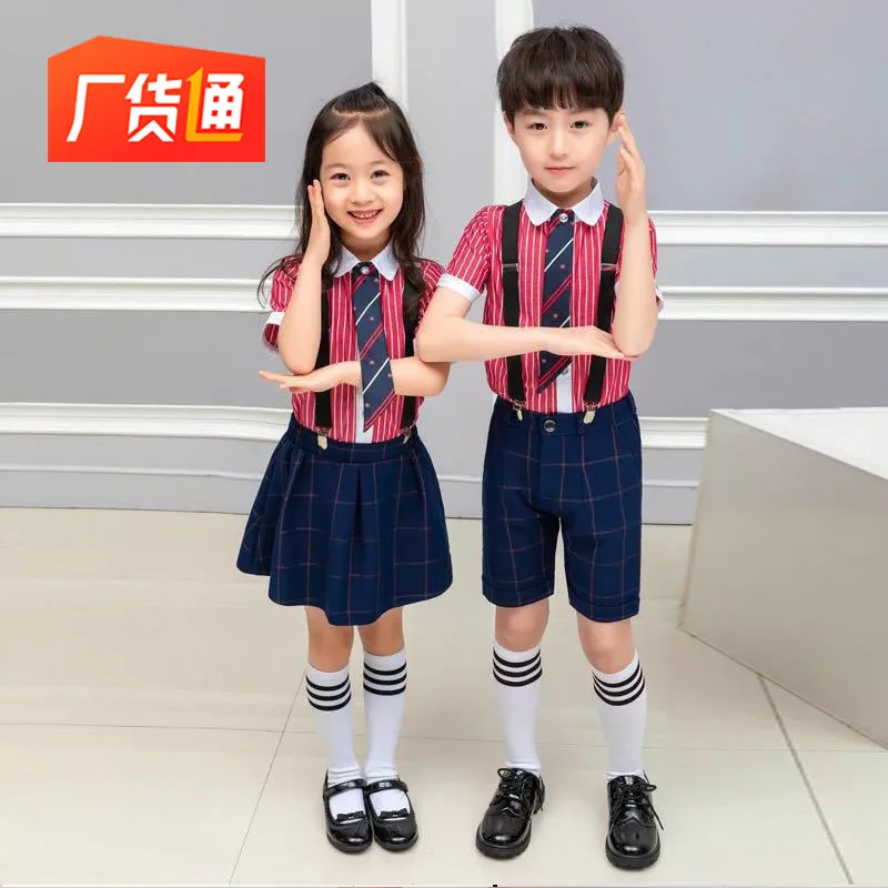 

2019 Summer New Style Children School Uniform Set BOY'S Girls School Performance Wear Young STUDENT'S Graduation Suit