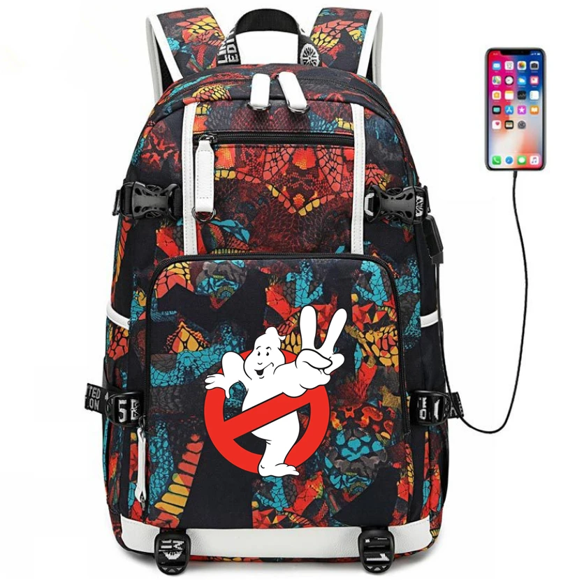 Детская дорожная сумка Ghostbusters, школьная сумка, usb зарядка, Холщовая Сумка на плечо, Охотники за привидениями, рюкзак для подростков, сумка для ноутбука