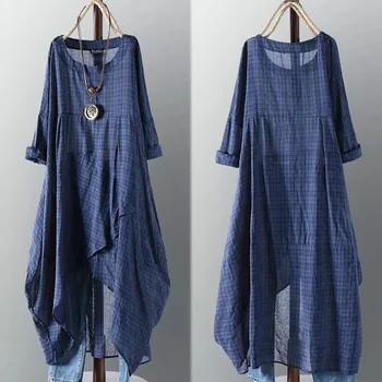 Kaftan Check Dress Women’s Irregular Sundress Green Earth Clothing » Eco Trading Marketplace