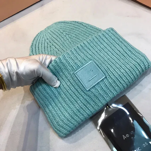 AC Studios Smiling face Beanie Skull Caps knitted Cashmere Eye Warm Couple Lovers Acne Hats Tide Street Hip-hop Wool Cap Adult